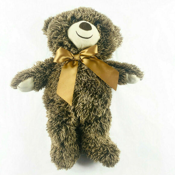 FAO Schwarz Teddy Bear Plush Brown With Bow Tie 17 Inches Long - Picture 2 of 4